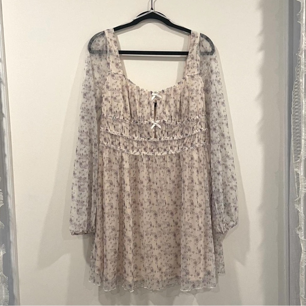 NWT Lulus Cream Floral Mini/Babydoll Dress